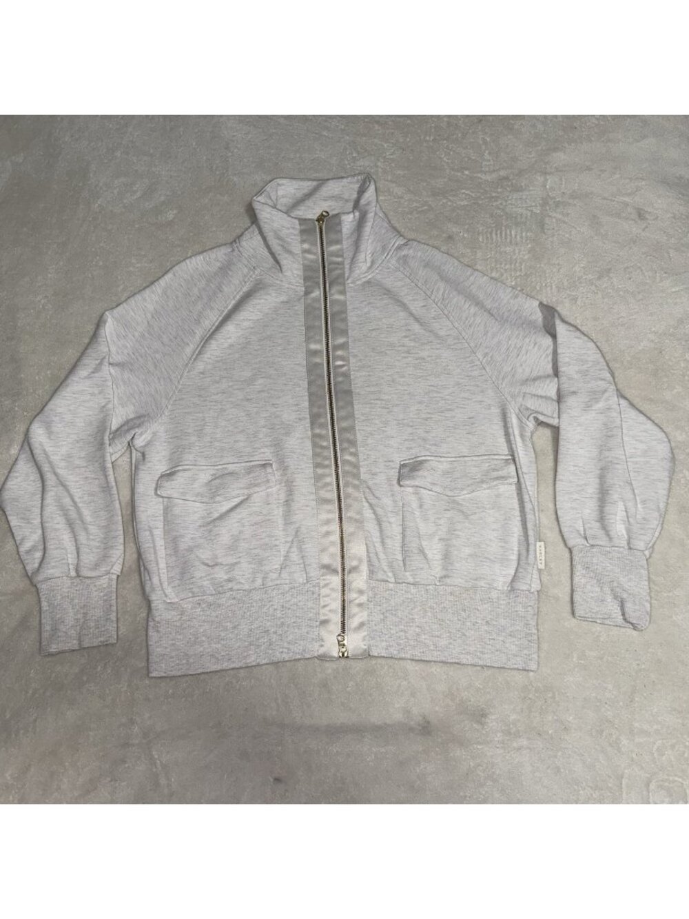 Varley Gray Full Zip Sweatshirt Jacket Women’s Large Mock Neck Lounge Athleisure